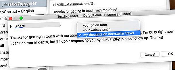 TextExpander utilisant des champs à compléter dans un email