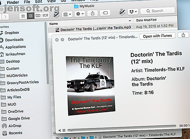 Lire un fichier audio à l'aide de Quick Look dans le Finder sur Mac