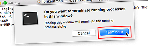Cliquez sur Terminer pour un processus dans une fenêtre de terminal sur Mac