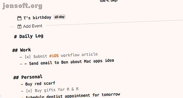 Vue Notes dans l'application NotePlan sur macOS