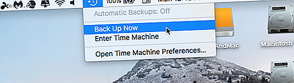 Sélectionnez Sauvegarder maintenant dans les options de la barre de menus de Time Machine.