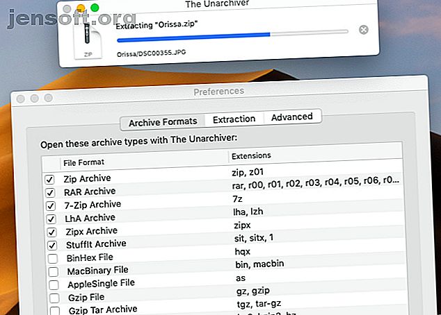 Extraction de fichier avec The Unarchiver sur macOS