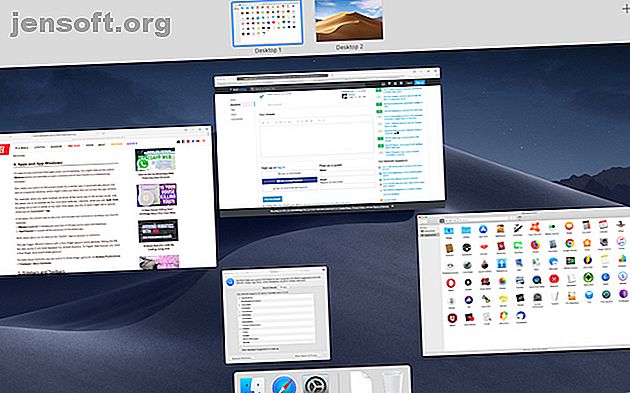 Vue Mission Control affichant toutes les applications et les bureaux actifs sur macOS