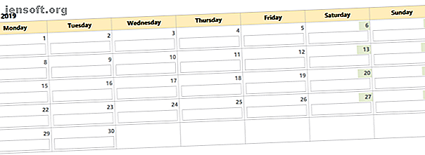 calendrier mensuel avec liste de tâches