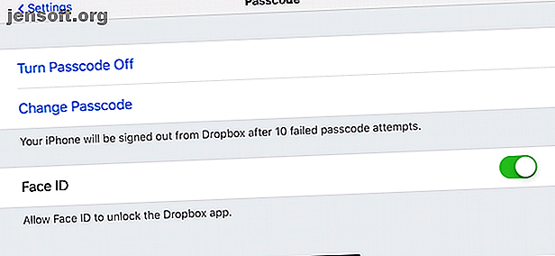 Paramètres Dropbox iPhone Passcode