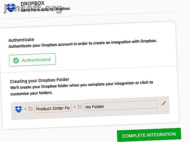 Intégration Dropbox Jotform authentifiée