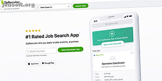 Page principale de recherche d'emploi ZipRecruiter