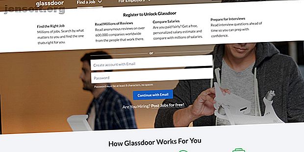 Glassdoor page principale de recherche d'emploi
