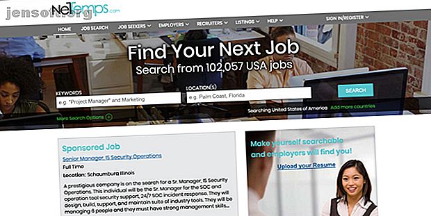Page principale de recherche d'emploi NetTemps