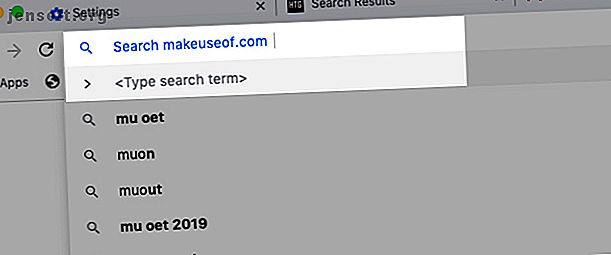 Recherche dans la barre d'adresse de MakeUseOf à partir de Chrome avec un moteur de recherche personnalisé