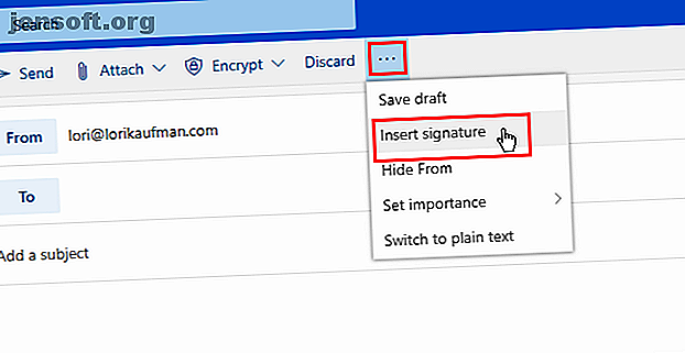Sélectionnez Insérer une signature dans Outlook dans Office 365