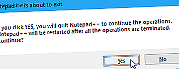 Notepad ++ sur le point de quitter le dialogue de message