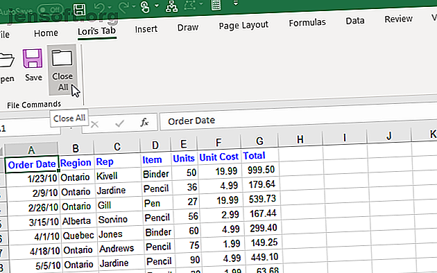 Onglet personnalisé avec des commandes sur le ruban Excel