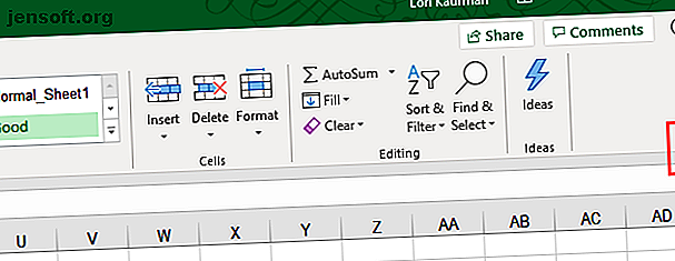 Réduisez le ruban à l'aide du bouton fléché haut situé à droite du ruban Excel.