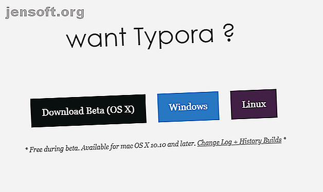 Site Web Typora montrant les versions pour Mac, Windows et Linux