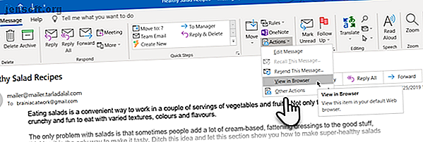 Voir la sélection dans le navigateur à partir de Microsoft Outlook
