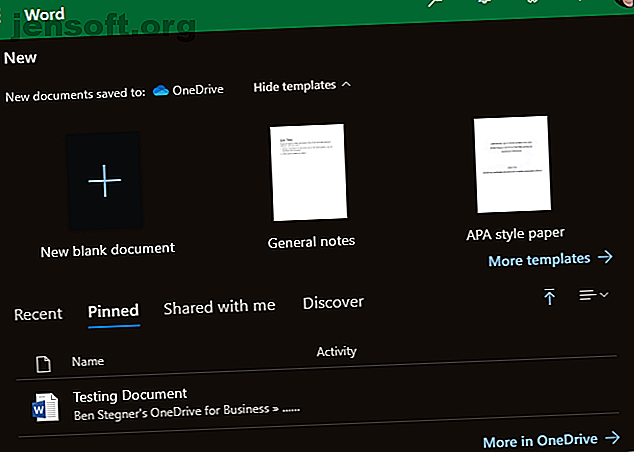 Documents et modèles épinglés d'Office Online