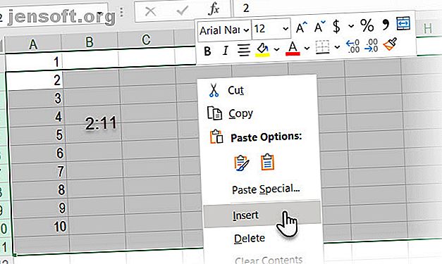 Utilisez la zone de nom d'Excel pour insérer des lignes vides