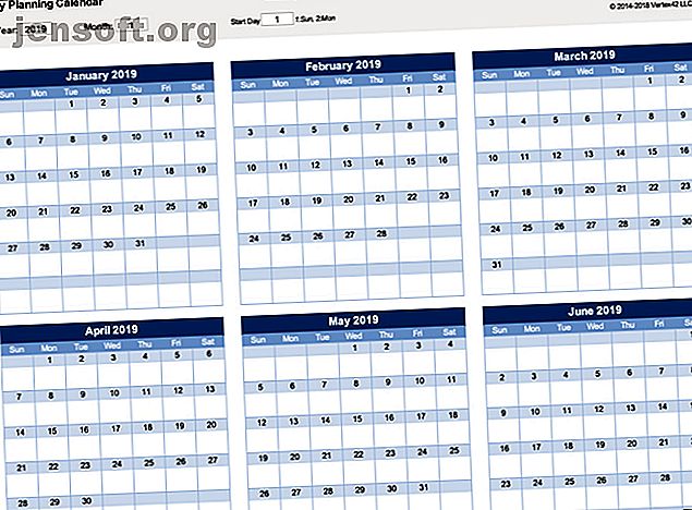 Modèle Excel de calendrier de planification annuelle