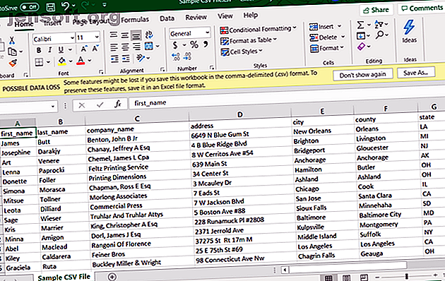 Fichier CSV ouvert dans Excel