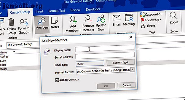 Nouveau contact pour le groupe de contacts Outlook Windows