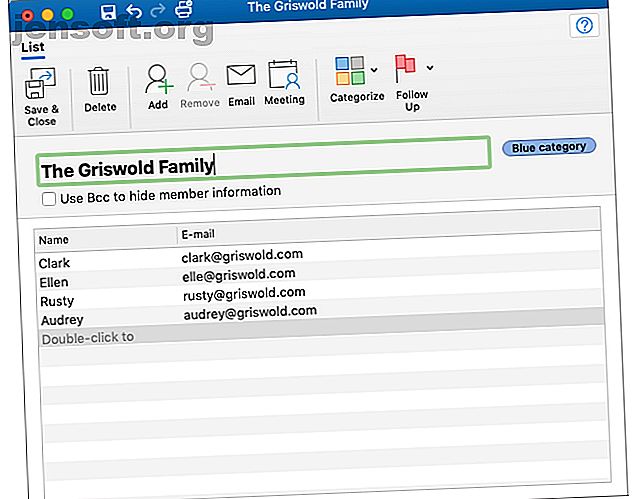 Nouvelle liste de contacts Outlook pour Mac