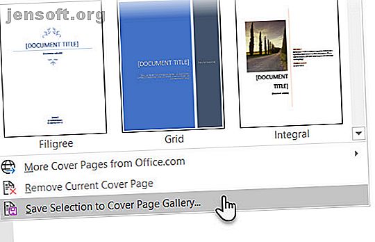 Enregistrer la page de couverture dans la galerie de Microsoft Word