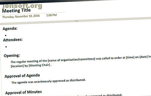 Procès-verbal de la réunion formelle OneNote 2016