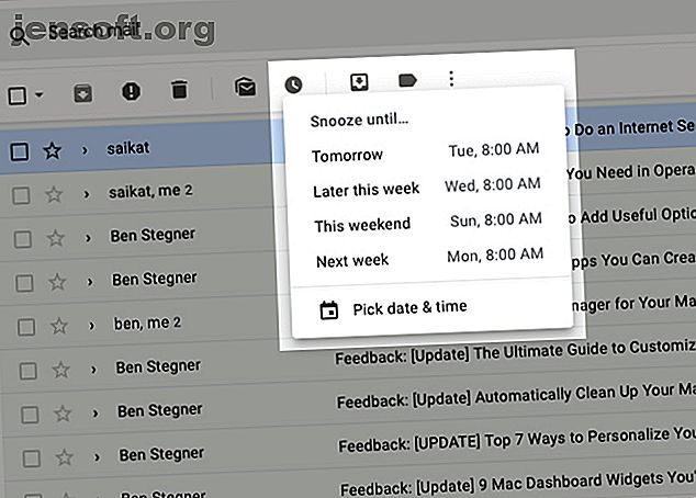 Snooze options dans Gmail sur le Web