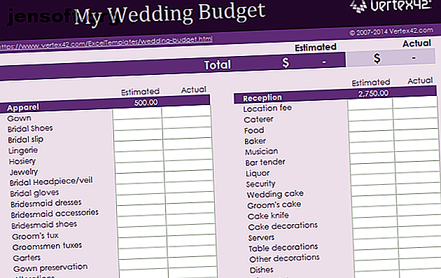 feuille de calcul libre de budget de mariage