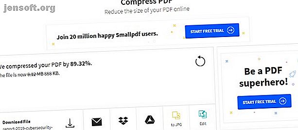 Les résultats d'une compression de fichier avec Compress PDF