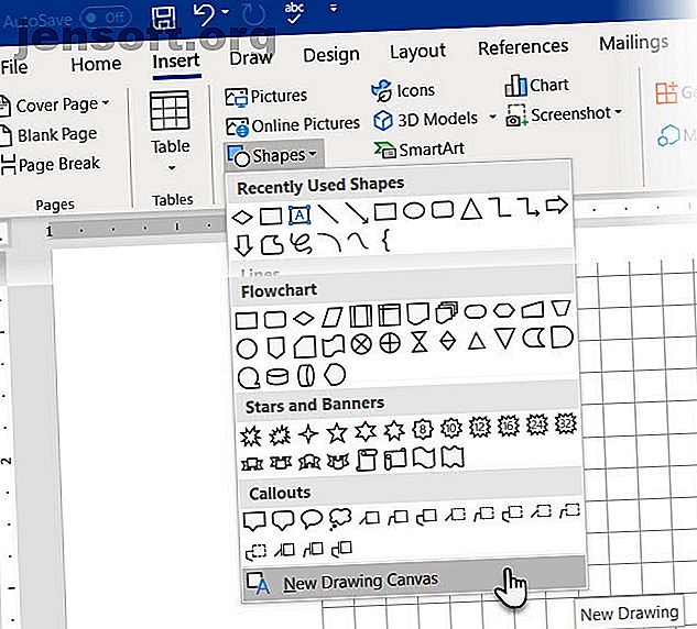 Toile de dessin pour formes de Microsoft Word