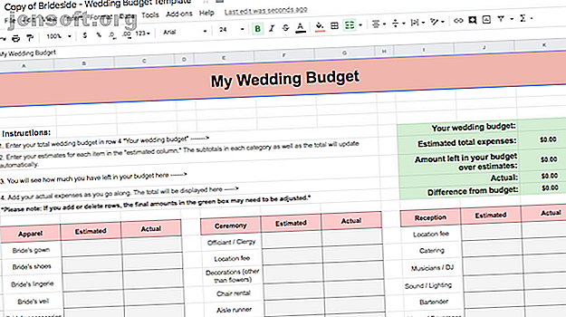 Modèle de budget de mariage Google Sheets Template
