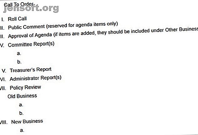 Modèle d'ordre du jour de la réunion du conseil d'administration de TidyForms