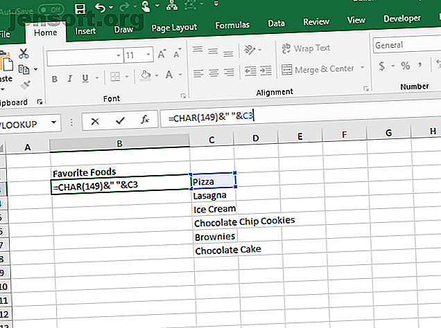 Créer une liste à puces à partir d'éléments d'une autre colonne d'Excel