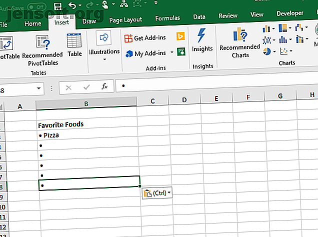 Copier et coller une puce dans d'autres cellules d'Excel
