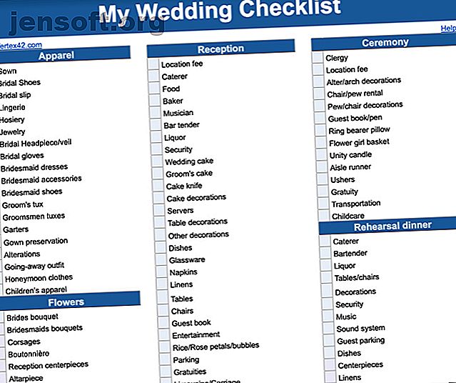 Modèle de liste de mariage Google Documents