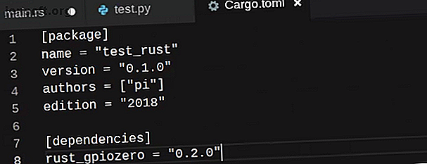 Ajout de la caisse Rust GPIO Zero au fichier Cargo.toml
