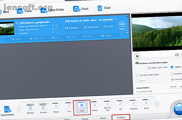 ouvrir le tableau de bord divisé en vidéoproc