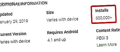 Nombre de téléchargements de l'application Google Play