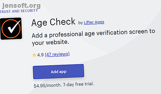 Vérification de l'âge de Shopify App Security Age Age