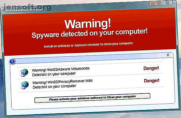 Fake spyware message d'avertissement