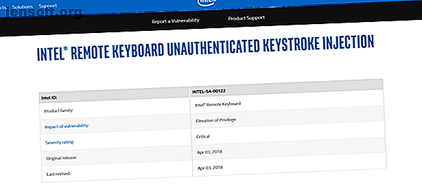 Capture d'écran de la divulgation de vulnérabilité de Intel Remote Keyboard