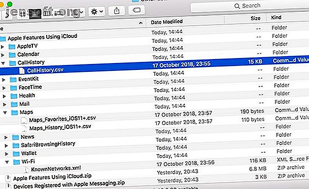 Dossier "Autres données" de confidentialité Apple
