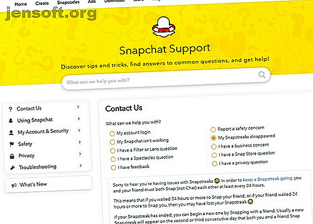 Le soutien de Snapchat peut vous aider lorsque vous avez perdu votre séquence.