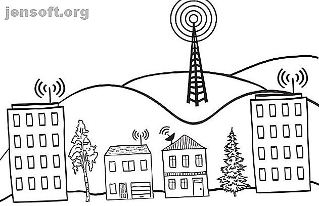 Dessin de signaux sans fil diffusant à partir de plusieurs bâtiments