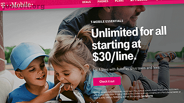 Une capture d'écran de la page d'accueil de T-Mobile en septembre 2018