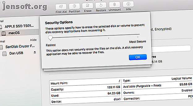 curseur de format mac options de sécurité du disque
