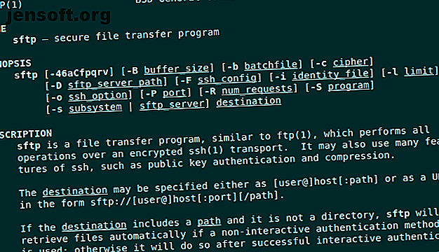 Manuel SFTP ouvert dans un terminal Linux