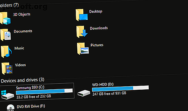 Espace de stockage sur disque Windows